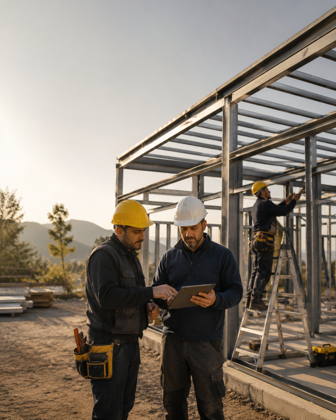 Equipo de Construcciones BF coordinando trabajo en terreno en Santiago